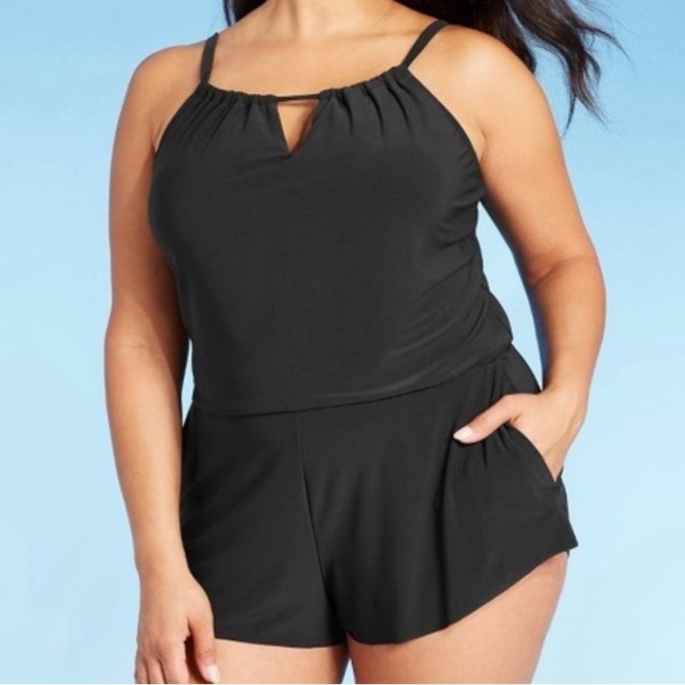 Target Aqua Green 16/18 High Neck Swim Romper Swimsuit